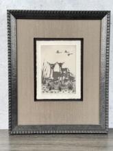 Woody Crumbo Deer and Fawn Engraving