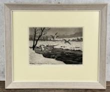 Hans Kleiber Ducks in the Meadow Etching