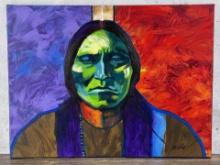 John Nieto Sitting Bull Acrylic Painting on Canvas