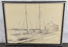 Albert Adams Harbor Watercolor Painting