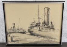 Albert Adams Harbor Watercolor Painting