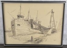 Albert Adams Harbor Watercolor Painting