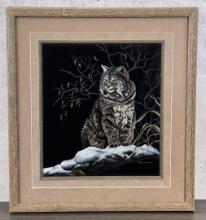 Ron Ukrainetz Bobcat Scratchboard & Acrylic