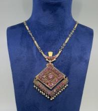 Bedouin Gold Wash Silver and Garnet Necklace