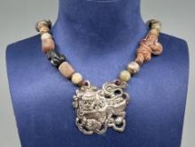 Antique Chinese Silver Fu Dog Necklace