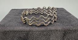 Sterling Silver 3 Row Wave Bracelet