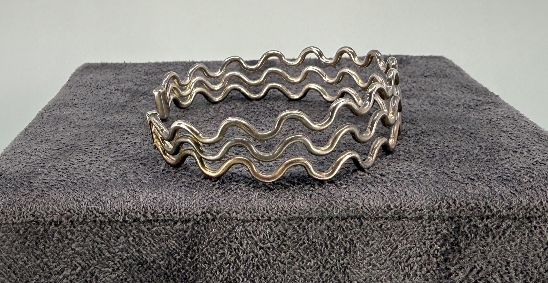 Sterling Silver 3 Row Wave Bracelet