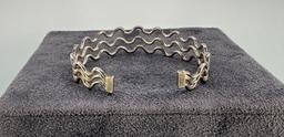 Sterling Silver 3 Row Wave Bracelet