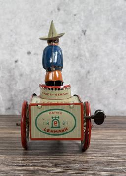 Lehmann Na Nu Zikra Zebra Cart Wind Up Tin Toy