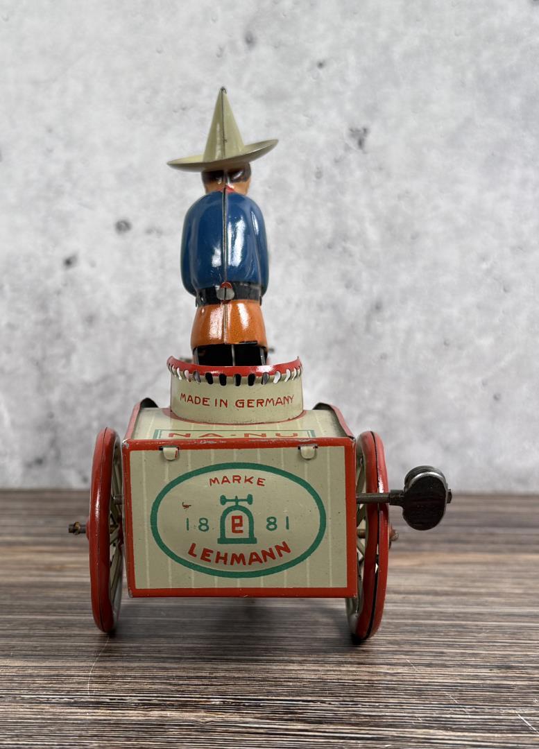 Lehmann Na Nu Zikra Zebra Cart Wind Up Tin Toy