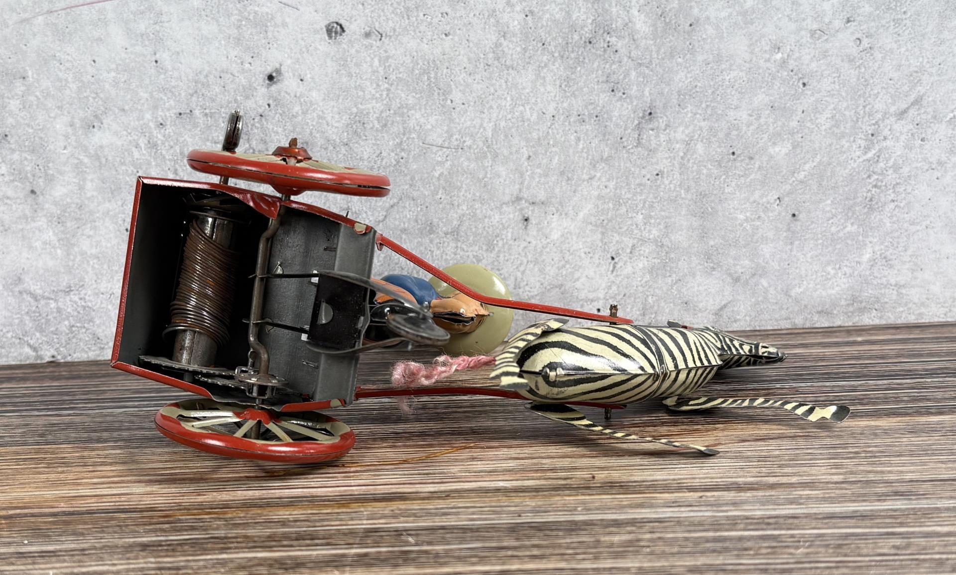 Lehmann Na Nu Zikra Zebra Cart Wind Up Tin Toy