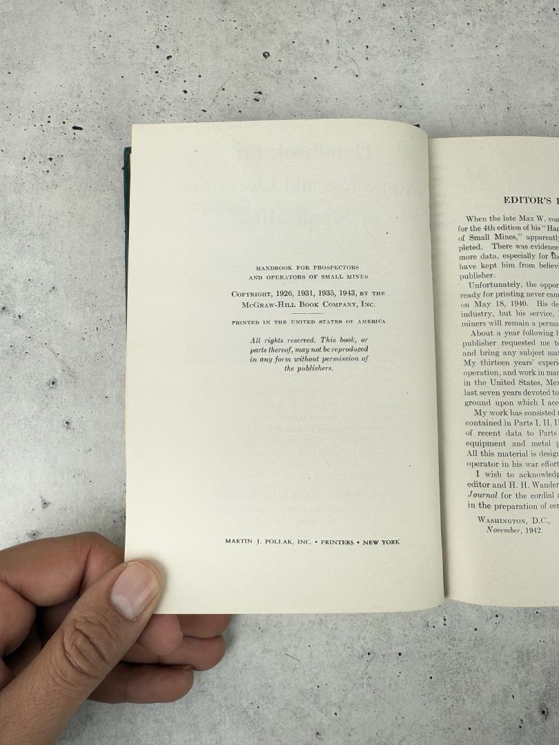 Handbook For Prospectors Operators of Small Mines
