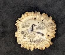 Montana Bull Elk Horn Scrimshaw Rosette