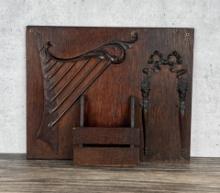 European Art Nouveau Oak Wall Pocket
