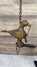 Antique Hindu Diya Hanging Bird Oil Lamp