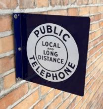 Porcelain Public Telephone Flange Sign