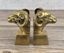Brass Ram Head Bookends