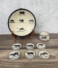 African Soapstone Bowl and Coaster Set