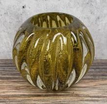 Murano Art Glass Ribbed Vase