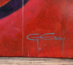 Greg Erway Buffalo Skull with Symbols Painting