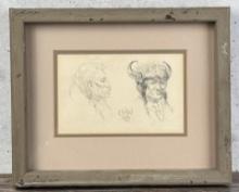 Olaf Wieghorst Indian Portrait Pencil Drawing