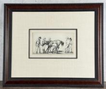 Illa Mae McAfee Cowboy Pen and Ink Drawing