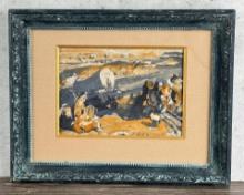 Harold von Schmidt Cowboy Oil Painting