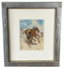 William Penhallow Henderson Rooster Pull Pastel