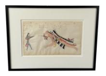 Antique Native American Indian Ledger Drawing