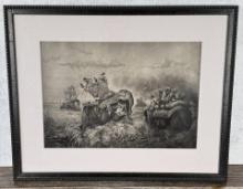 Hunting Tigers on Elephants Lithograph