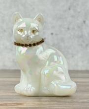 Fenton Opalescent June Birthstone Cat Paperweight