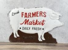 Local Farmers Market Metal Pig Sign