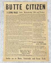 Butte Citizen Montana Labor Strike Broadside