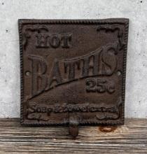 Cast Iron Hot Baths Sign