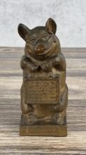 The Wise Thrifty Pig Cast Iron Still Bank
