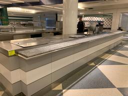 24'5" CAFETERIA COUNTER FOR BEVERAGES, SODA FOUNTAIN WITH ICE MAKER