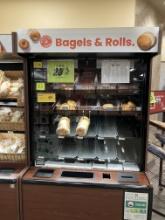 Doughnut bagel case with lighting, two glass doors 50” w x 80” x 38”d