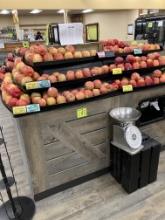 6’ x 6’ produce table with plastic display risers