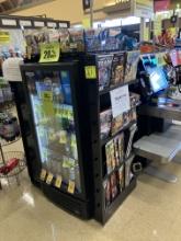 Two sided rack with top for 54” cooler at check outs