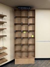 Wooden display rack, 6” deep x 40” wide x 104” Tall