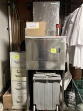 Ice machine , free standing, 4 legs, 5ft tall, 2’ 5” wide with bin and stor