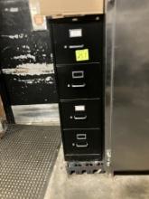 4 drawer file cabinet , black, 53” tall,  26” deep, 15” wide