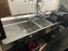 3 compartment sink stainless steel, 8’ w x 22” deep x 34” tall