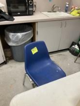 Plastic molded stack chairs blue and black