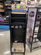 Metal display rack , with pegboard on wheels, 5ft x 1.5 ft