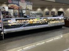 20 ft glass deli display case and server with 5 rear sliding doors
