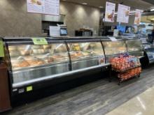 16 ft deli hot serving case , glass front,  with 4 rear sliding doors