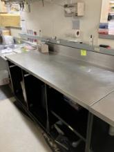 6 ft stainless steel top table wooden storage underneath