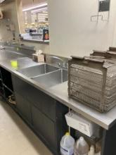 8 ft stainless steel table with 2 large sink basins