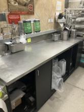 8ft stainless steel top table with cabinet storage underneath